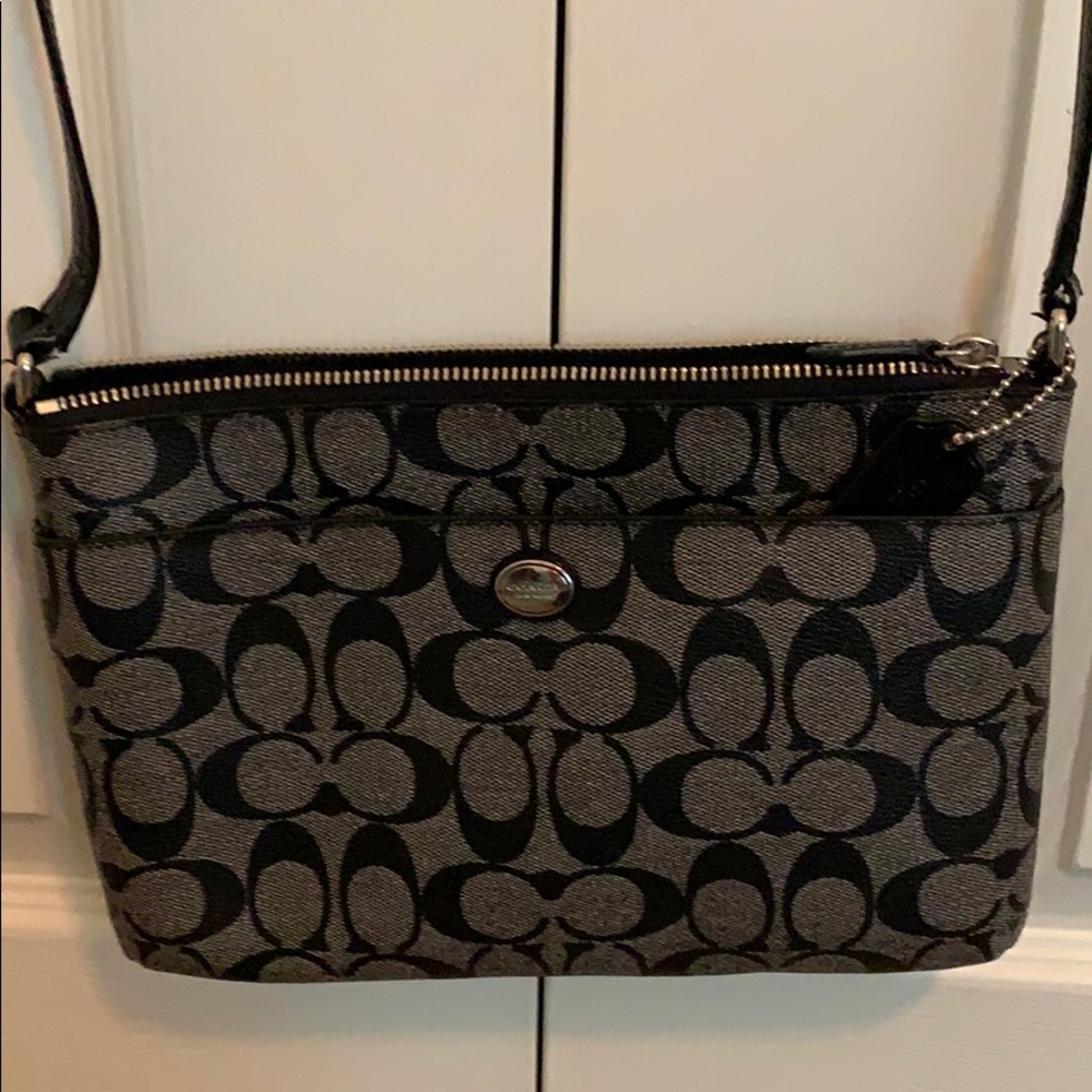 Coach black & gray shoulder purse